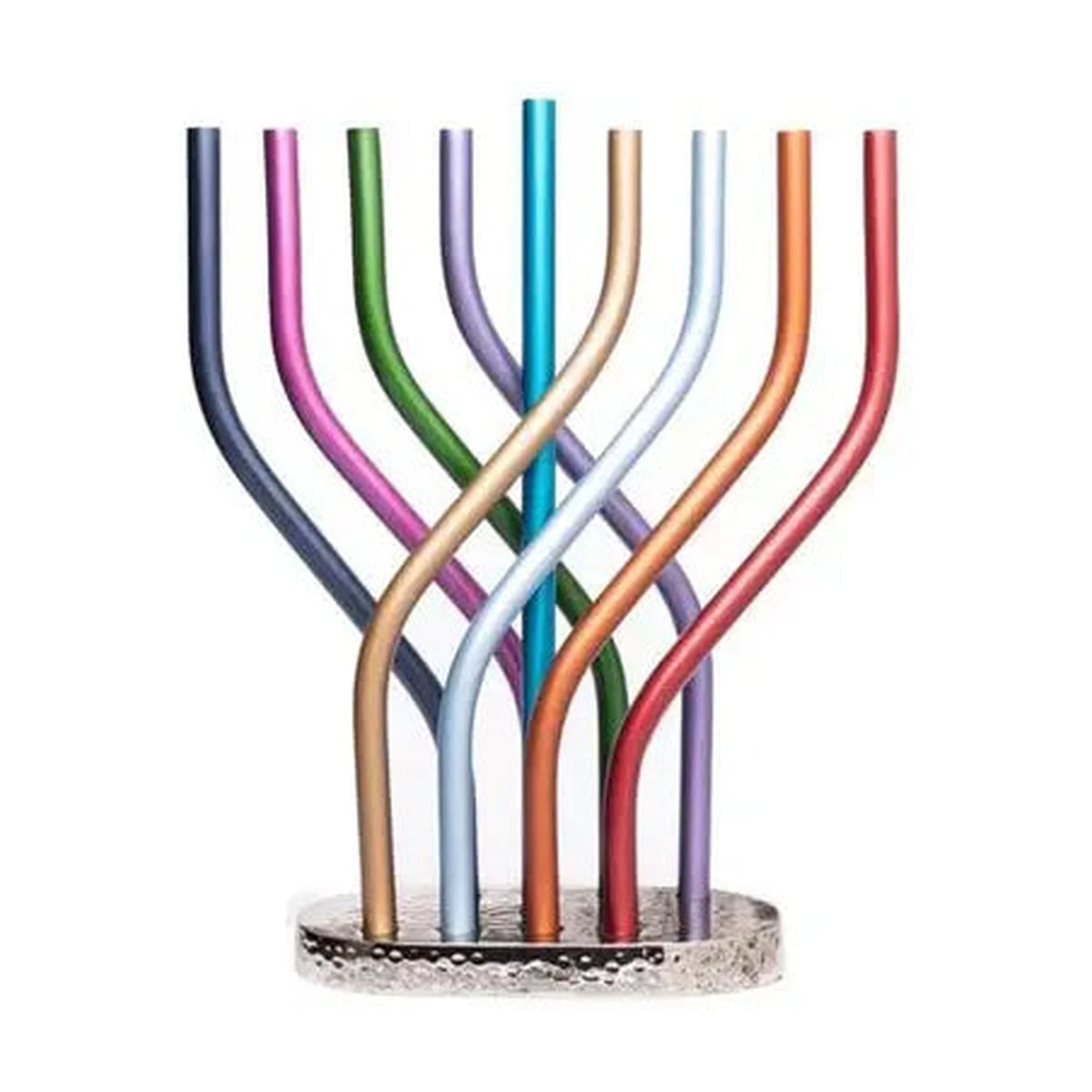 Anodized Flame Menorah-- Multicolor