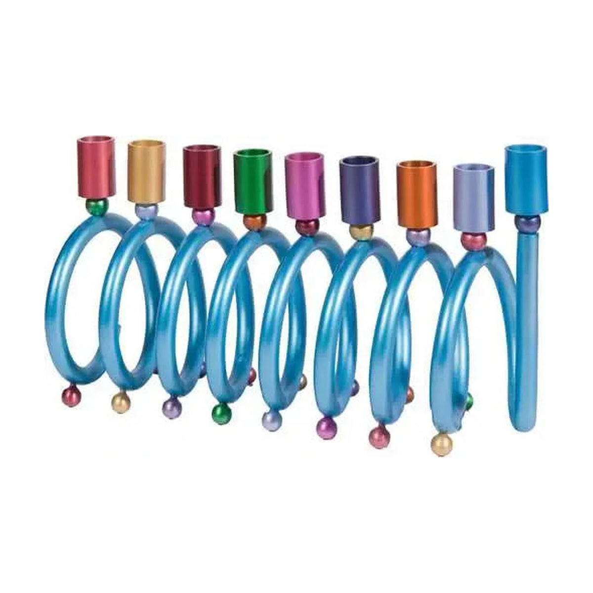 Spiral Chanukah Menorah - Anodized Aluminum, Multicolour