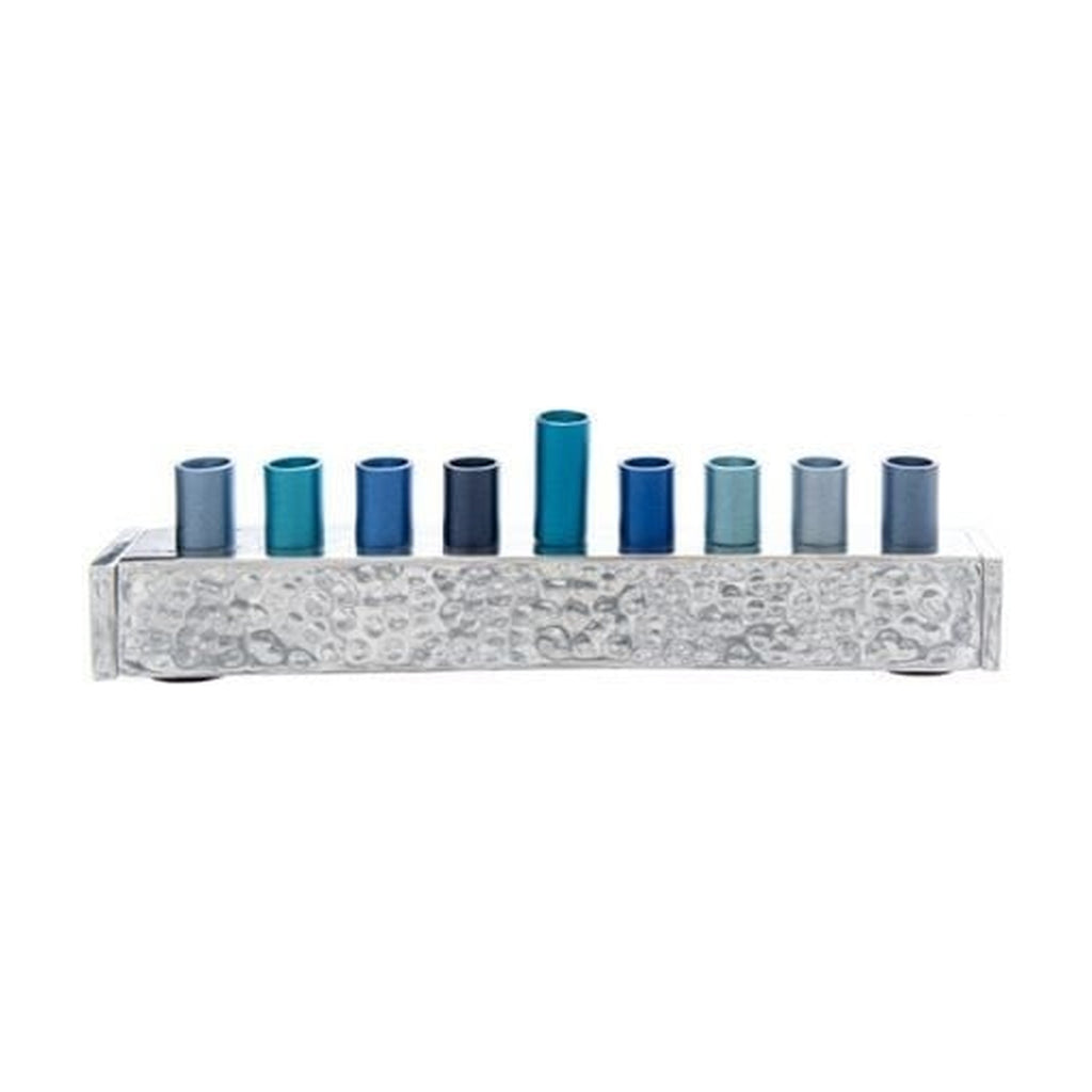 Aluminum Menorah, Blue Shades