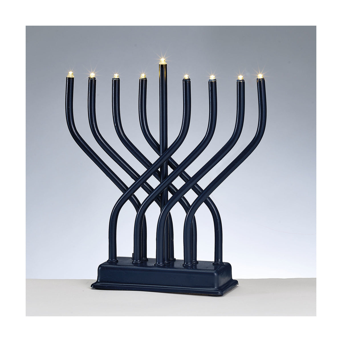 Metal Electric LED Menorah, Navy Blue