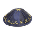 Baby Kippah, Navy Satin with Gold Trim