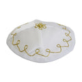 Baby Kippah, White Satin with Gold Trim