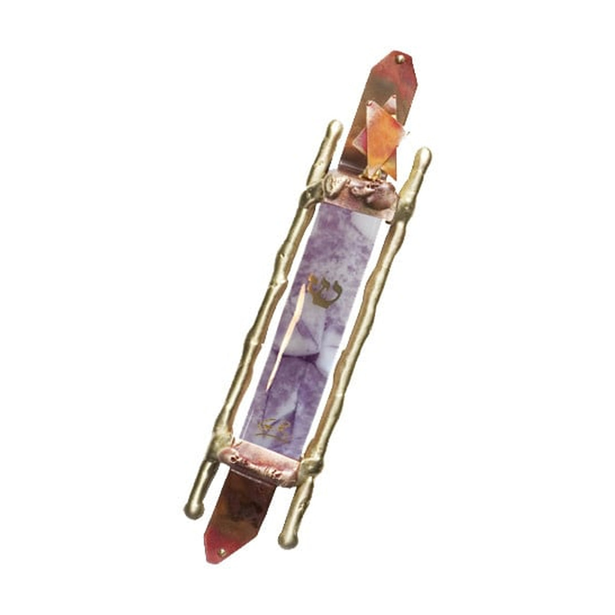 Mezuzah, Mixed Metal with Fused Glass