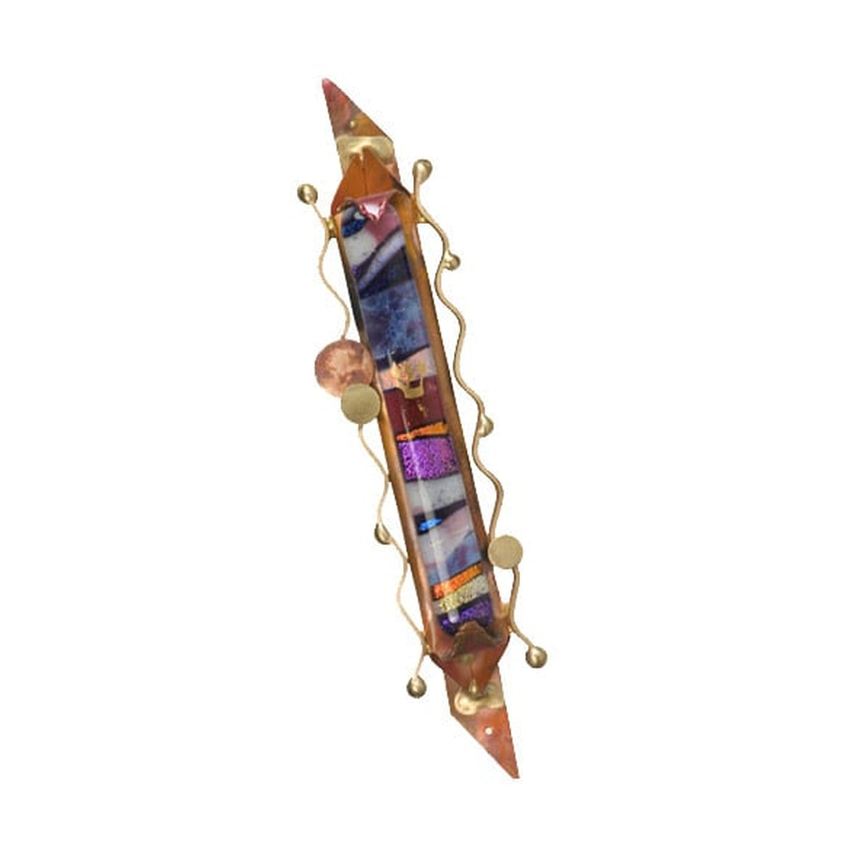 Mezuzah, Mixed Metal with Fused Glass
