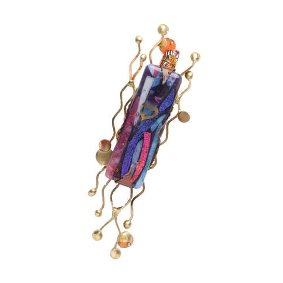Mezuzah, Mixed Metal with Fused Glass