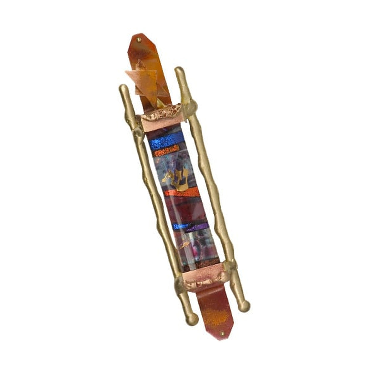 Mezuzah, Mixed Metal with Fused Glass
