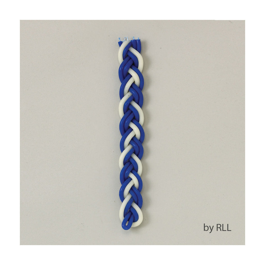 Blue/White Flat Braided Beeswax Havdalah Candle