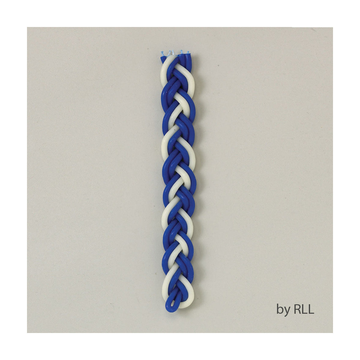 Blue/White Flat Braided Beeswax Havdalah Candle