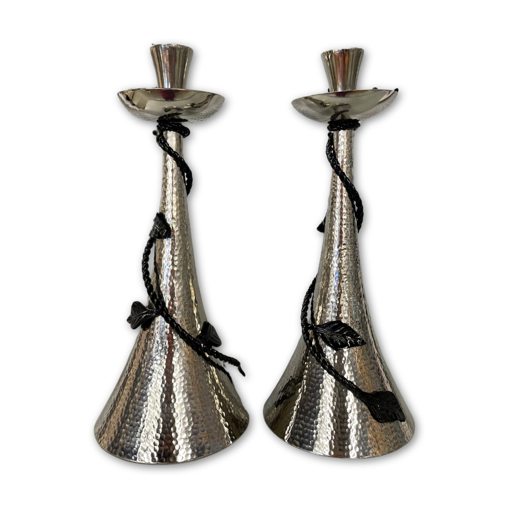 Hammered Candlestick with Black Branch Motif