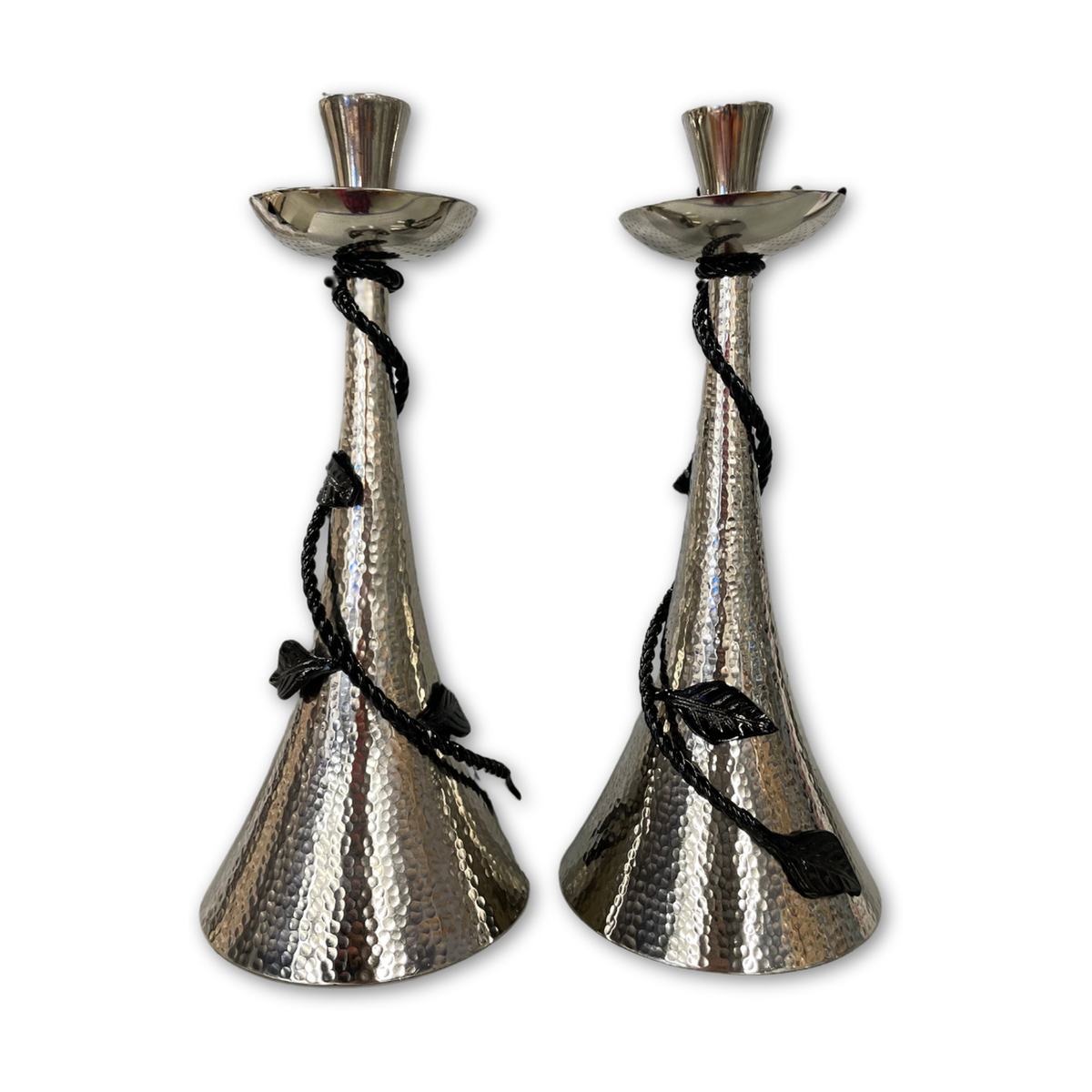 Hammered Candlestick with Black Branch Motif
