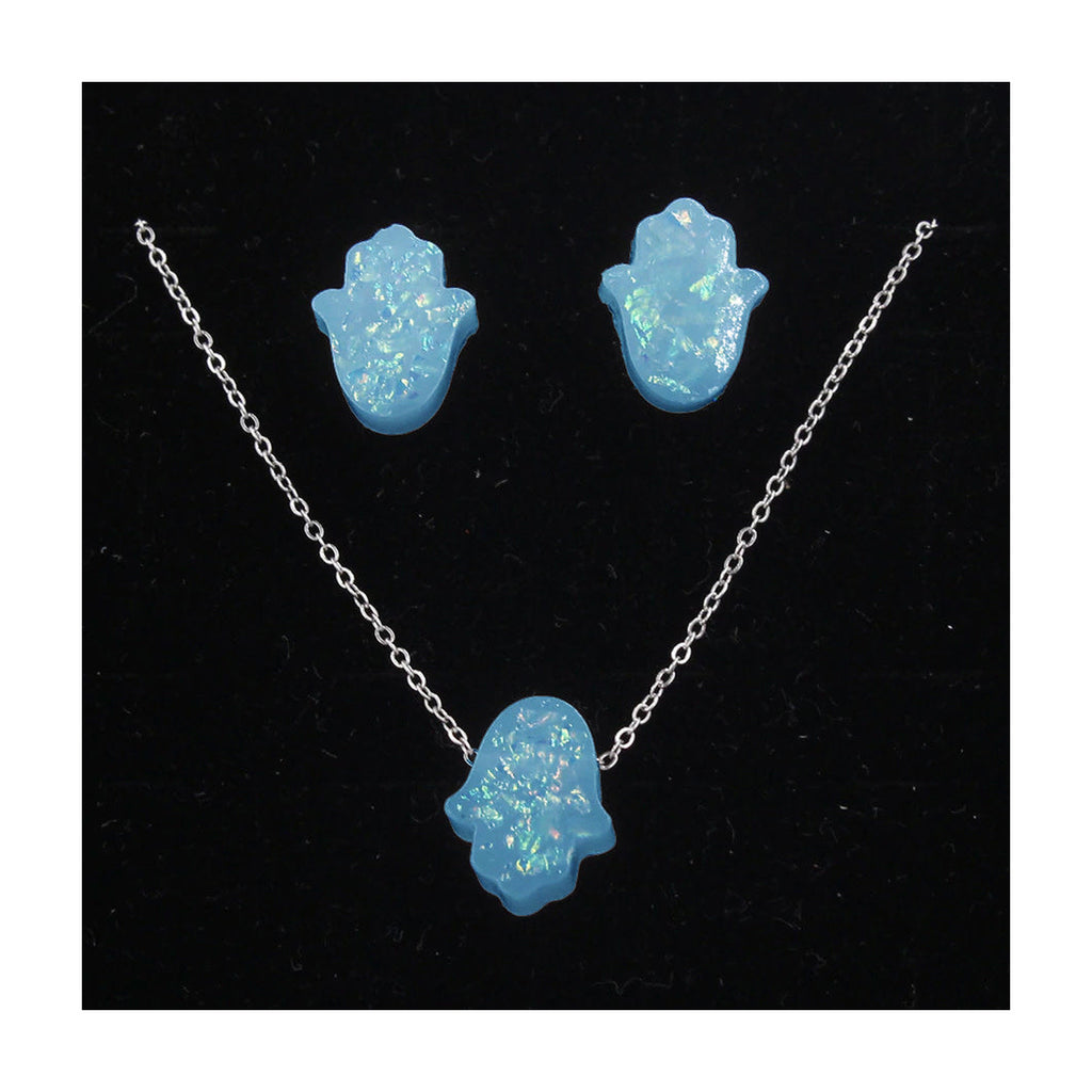 Hamsa Necklace and Earring Set