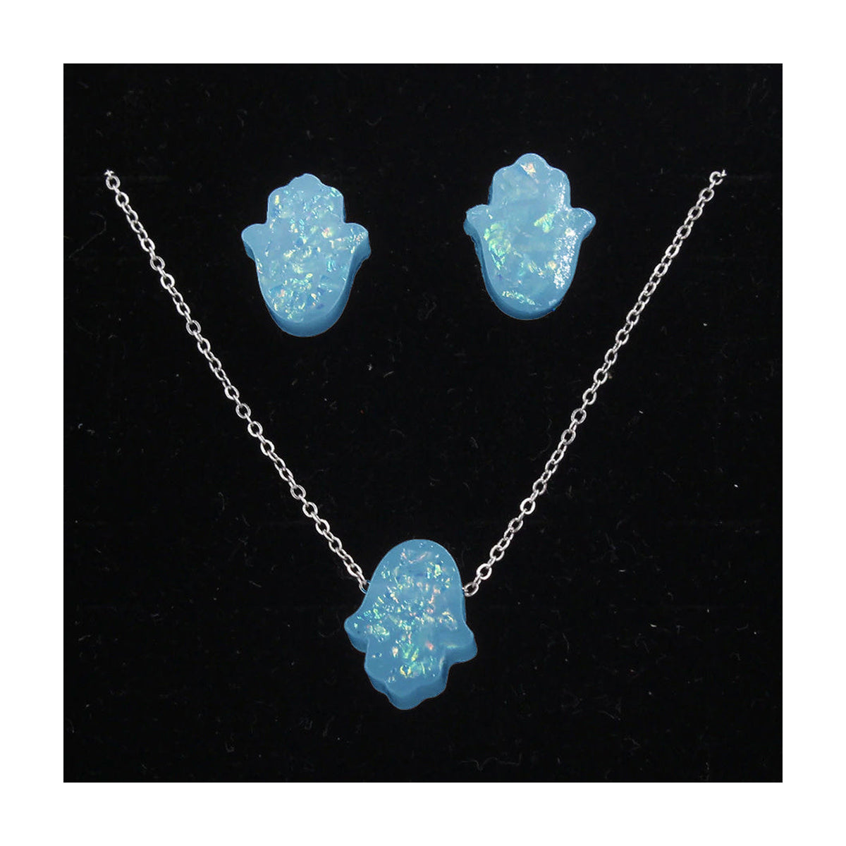 Hamsa Necklace and Earring Set