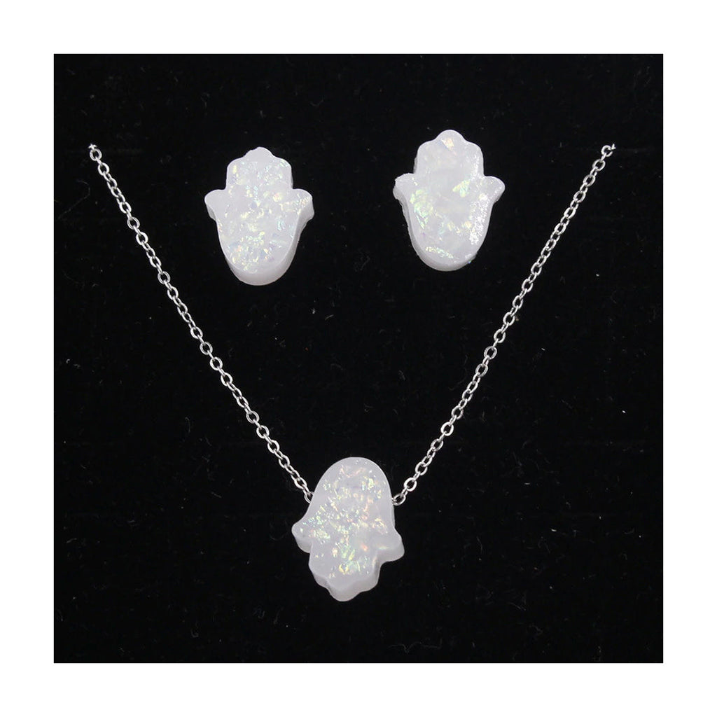 Hamsa Necklace and Earring Set