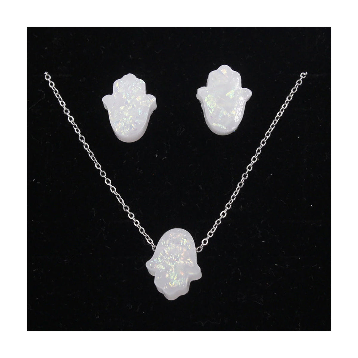 Hamsa Necklace and Earring Set
