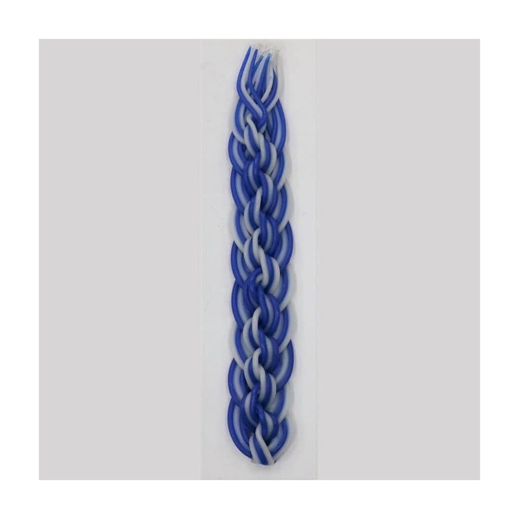 Braided Havdalah Candle Bees Wax Blue/White - 13.5" H