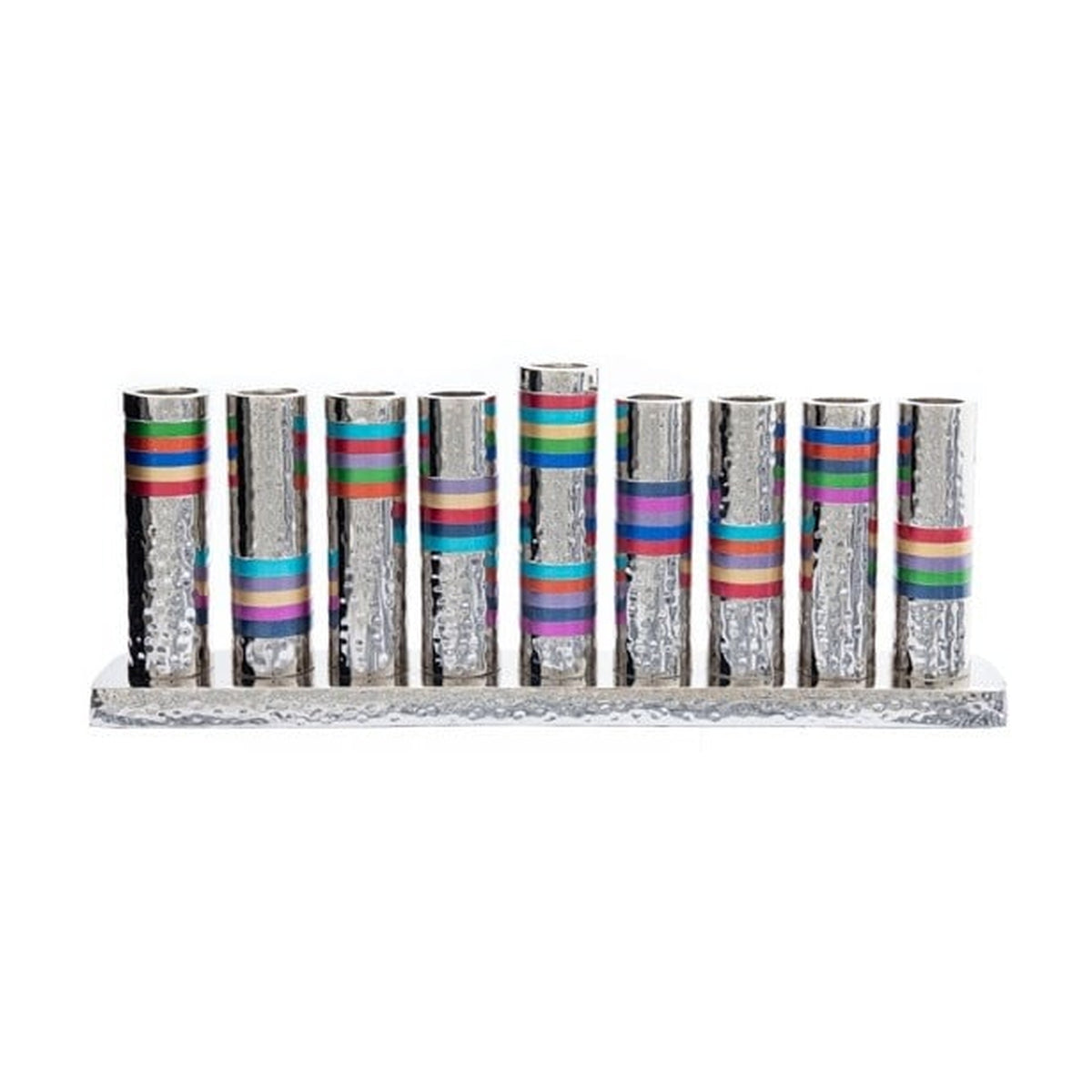 Hammered Rings Menorah, Aluminum