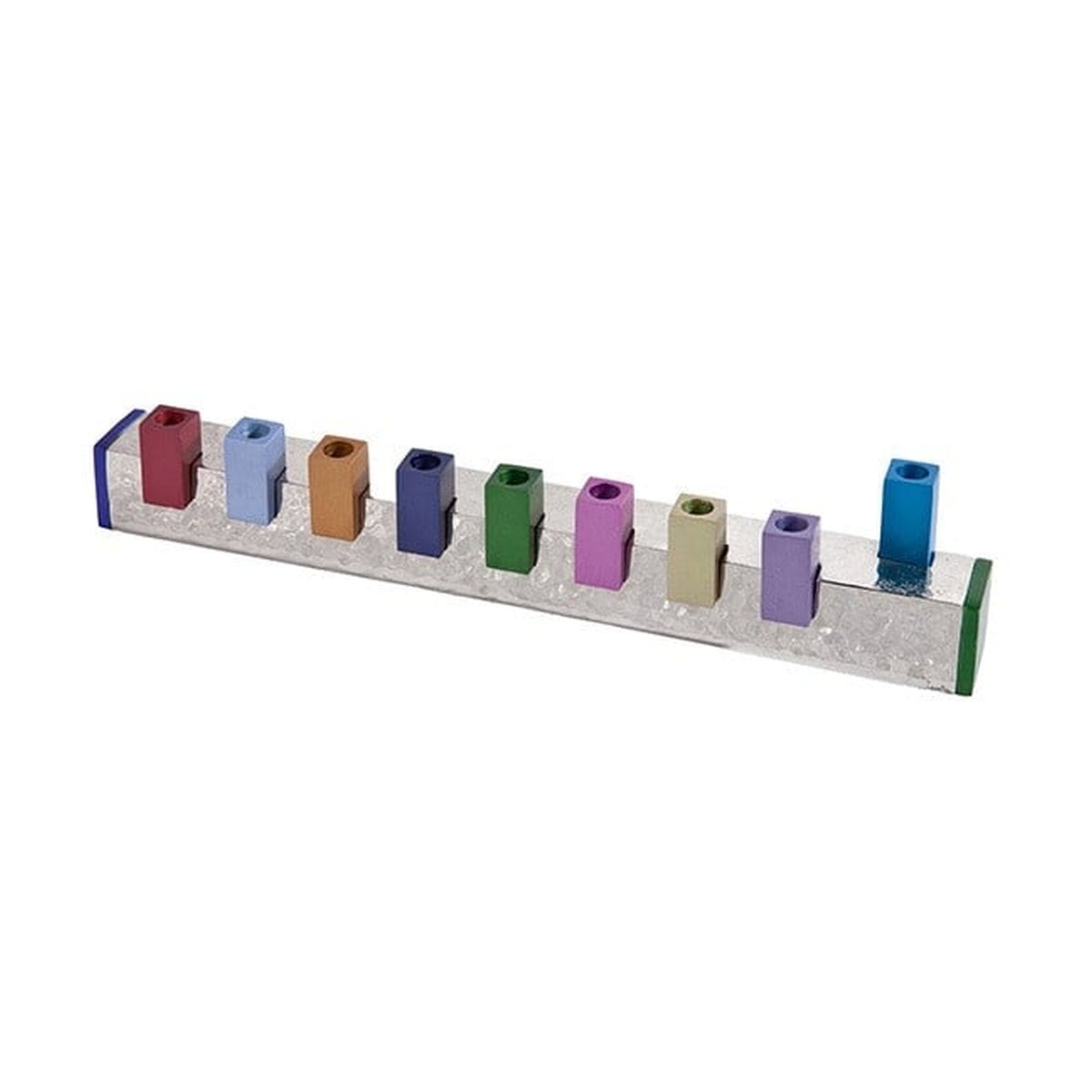 Hammered Squares Menorah, Aluminum