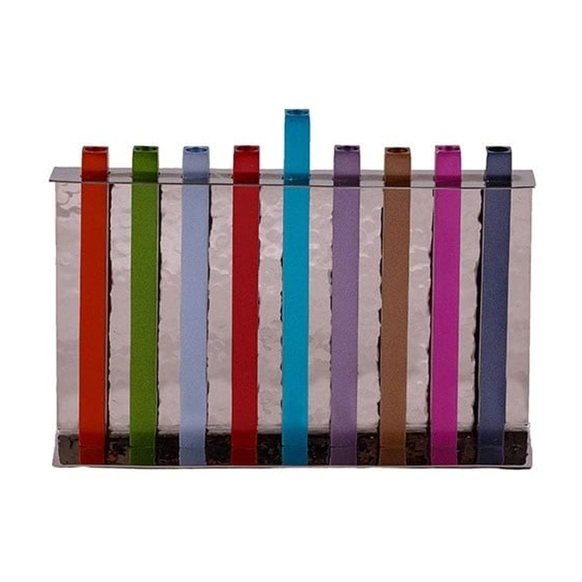 Hammered Long Branches Menorah, Aluminum