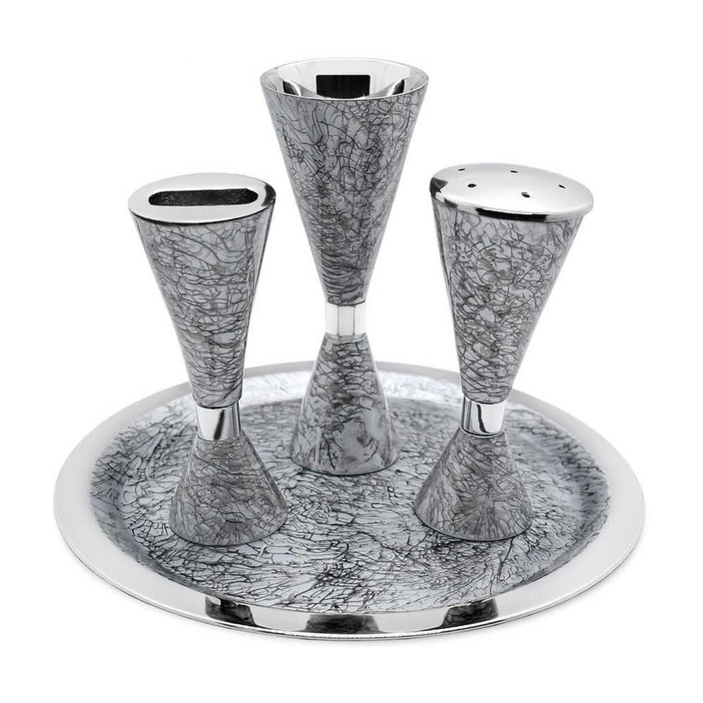 Havdallah Set, Nickel with Silver Décor