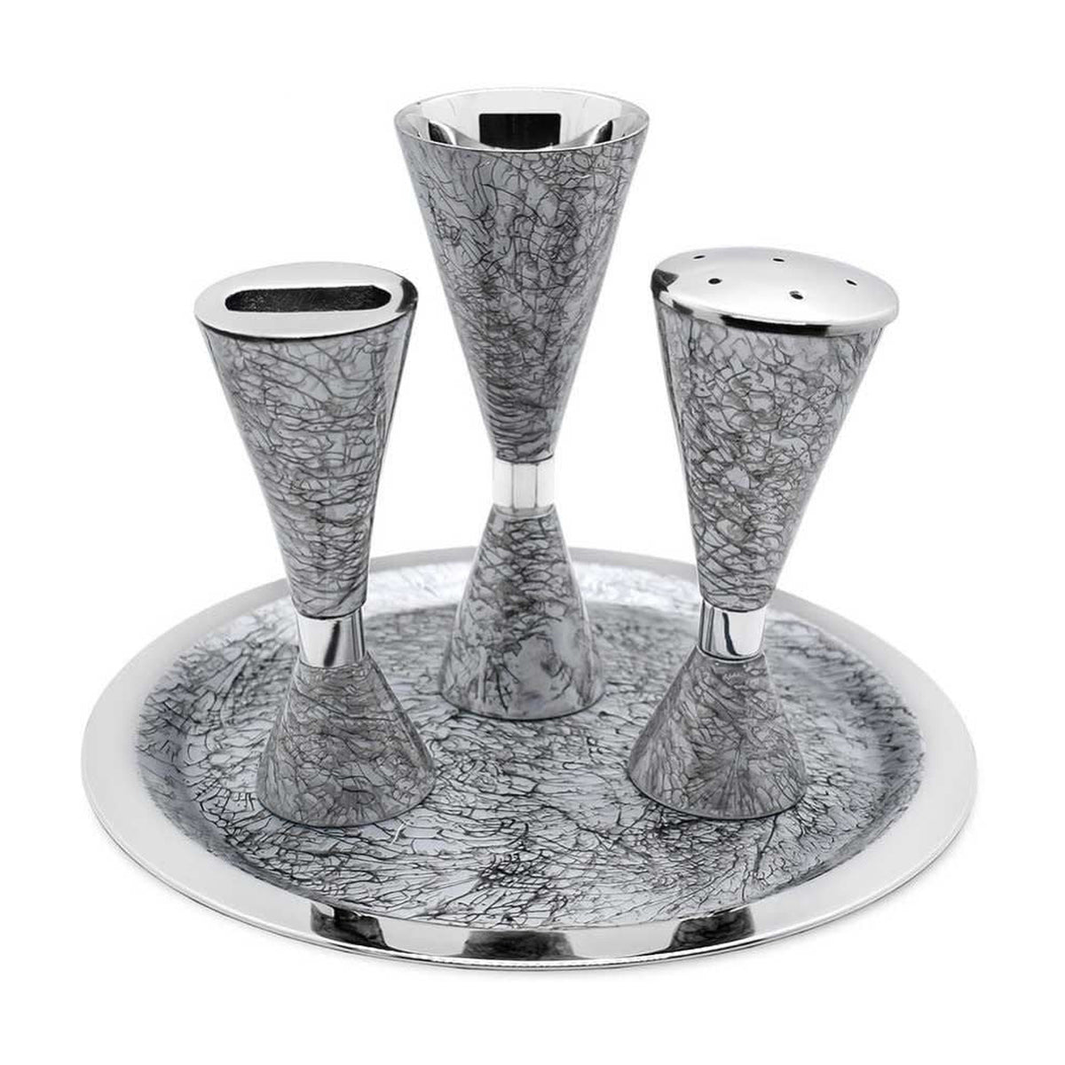 Havdallah Set, Nickel with Silver Décor