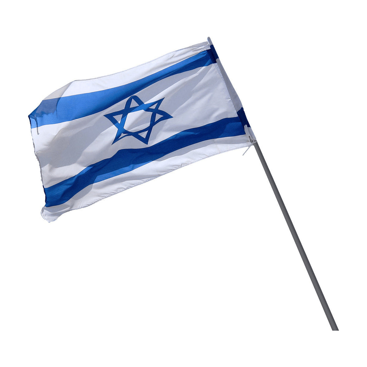 Large Israel Flag on Pole, 3 x 5 feet