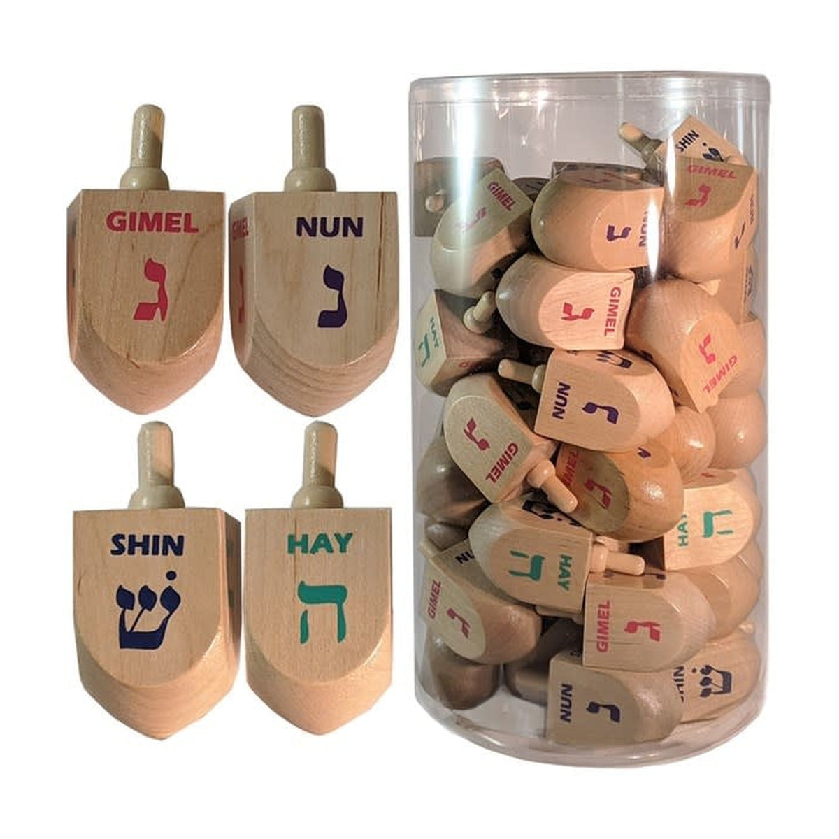 Jumbo Wooden Dreidels - Bulk Pack (50pcs)