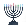 LED Menorah with Colour-Changing Lights, Navy, 13-inch