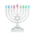 LED Menorah with Colour-Changing Lights, Pearl White, 13-inch