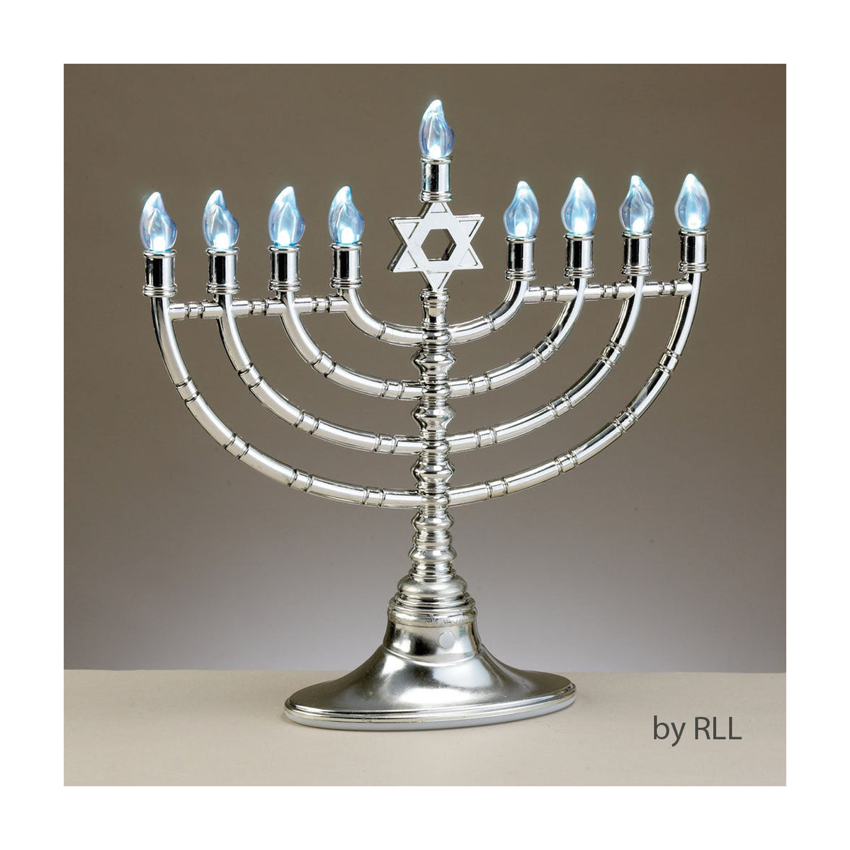 LED Menorah with Clear Bulbs, Silver