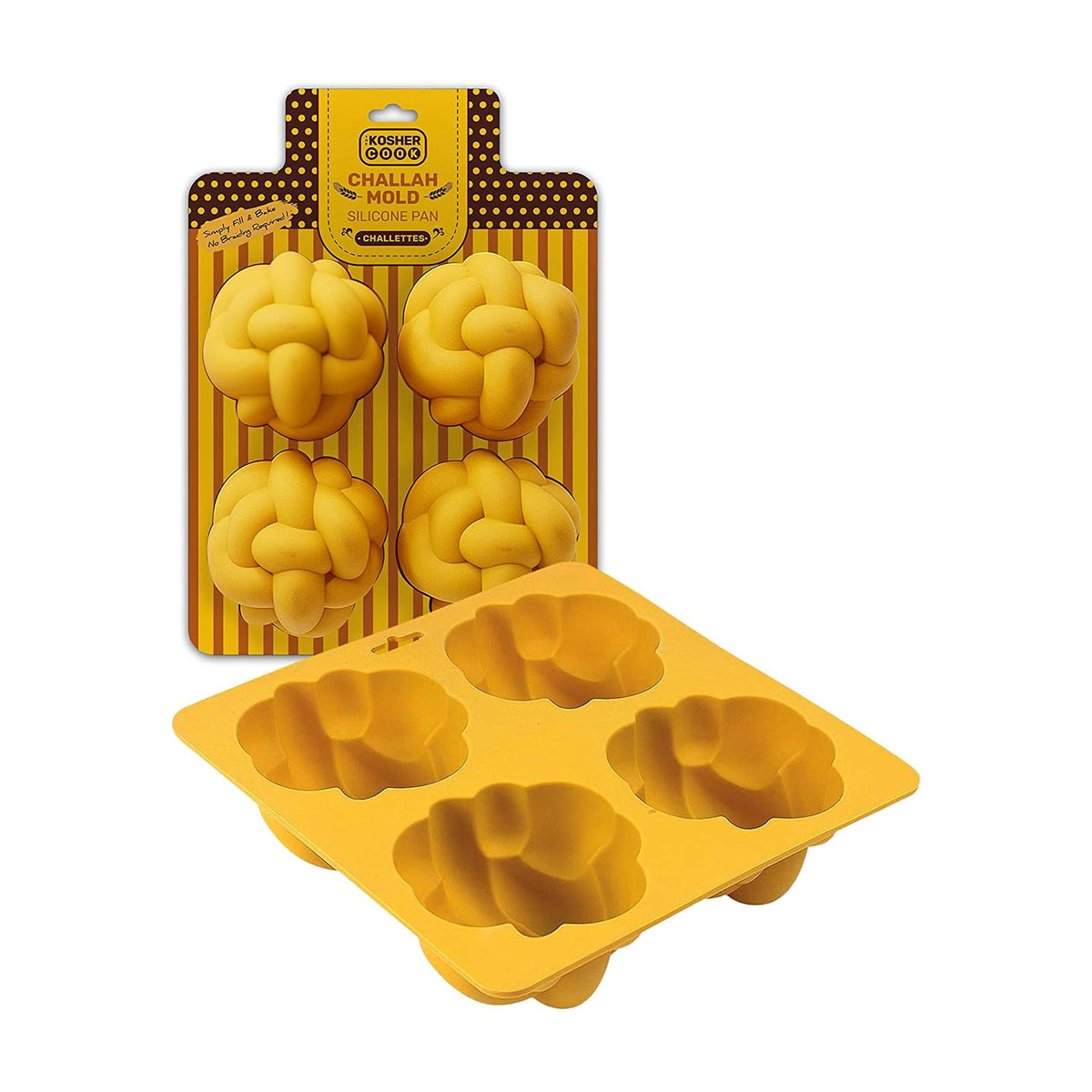 Silicone Mold Challah Pan, 4 Mini Rolls