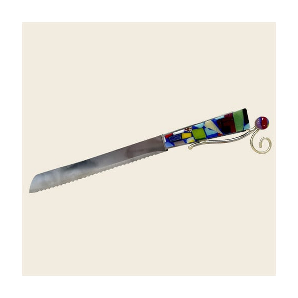 Challah Knife, Fused Glass Handle