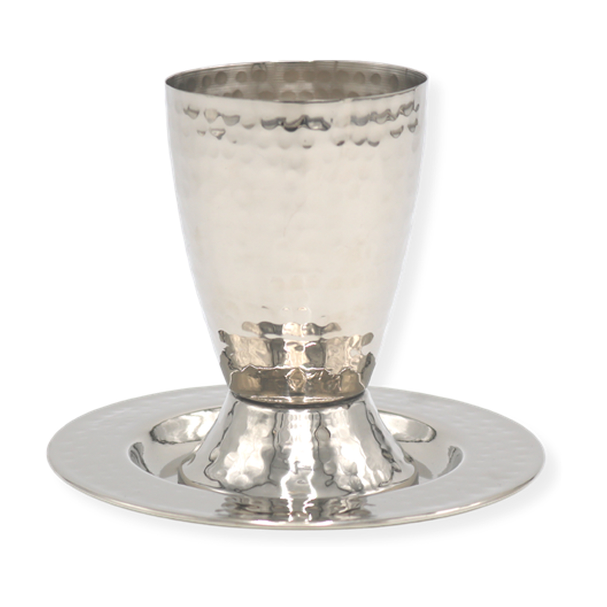 Stainless Steel Kiddush Cup Set, Hammered