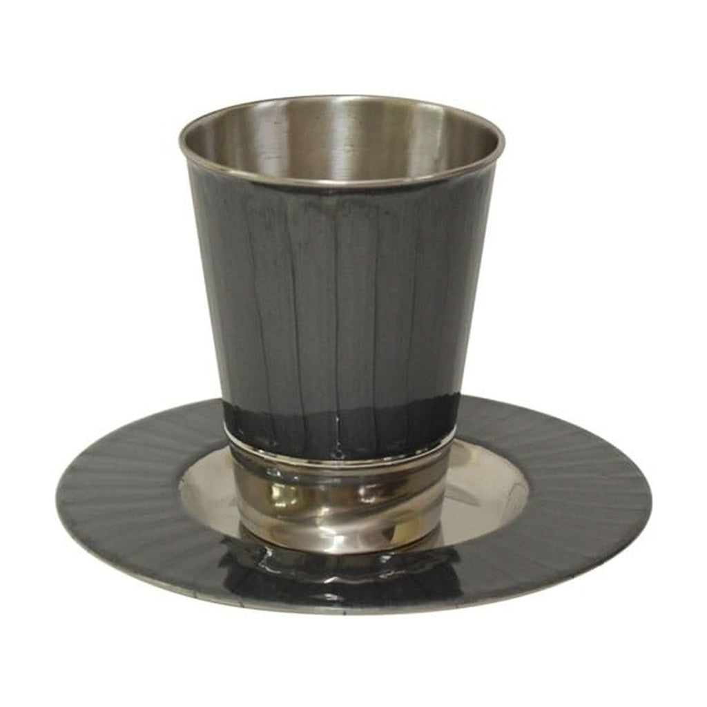 Kiddush Cup with Tray, Enamel Trim