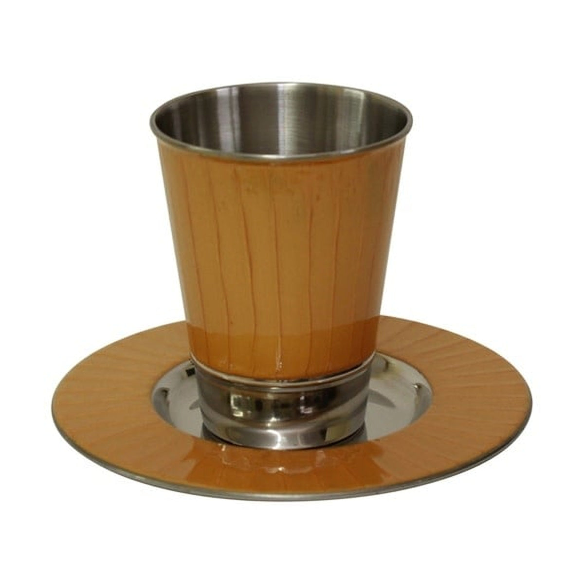 Kiddush Cup with Tray, Enamel Trim