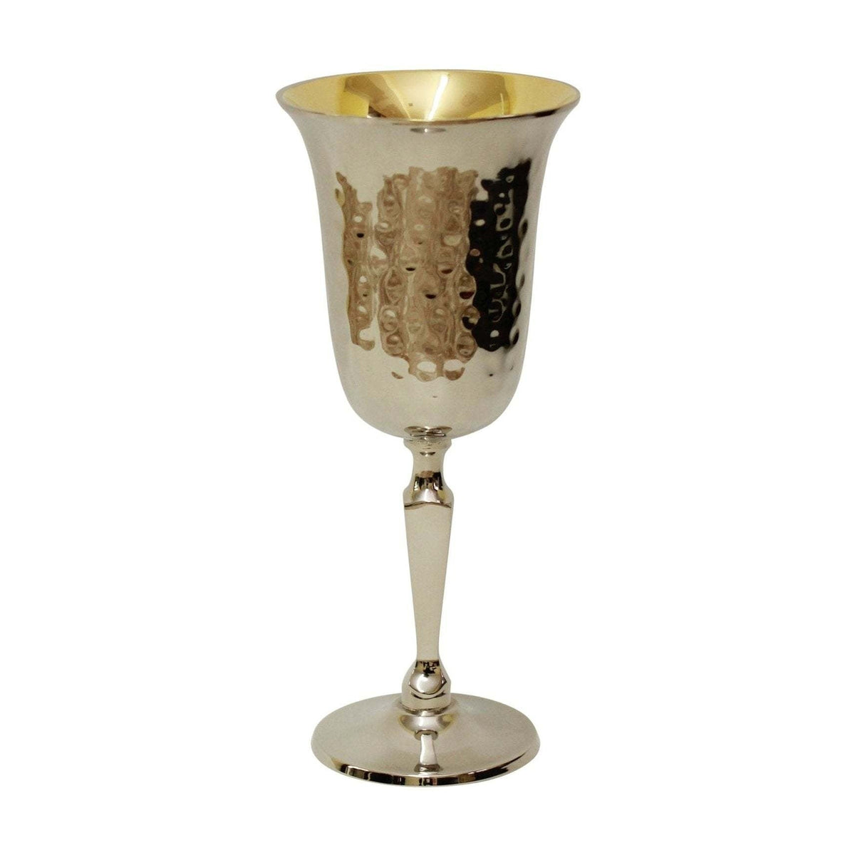 Gold Hammered Kiddush Cup - Nickel 6.5"H