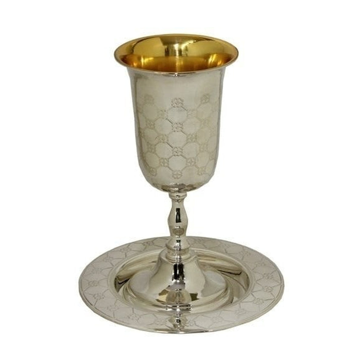 Elijahs Cup Silver Plated 9" Gold Inside With Tray