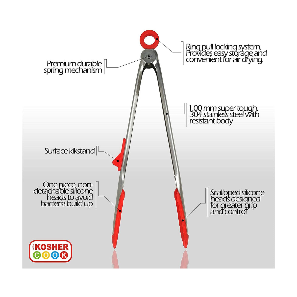 Colour-Coded Kitchen Tongs - Meat