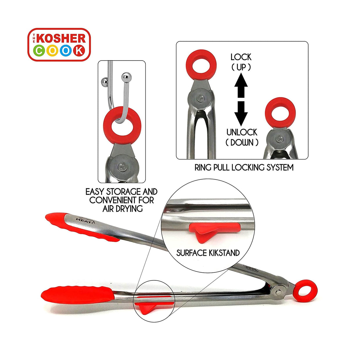 Colour-Coded Kitchen Tongs - Meat