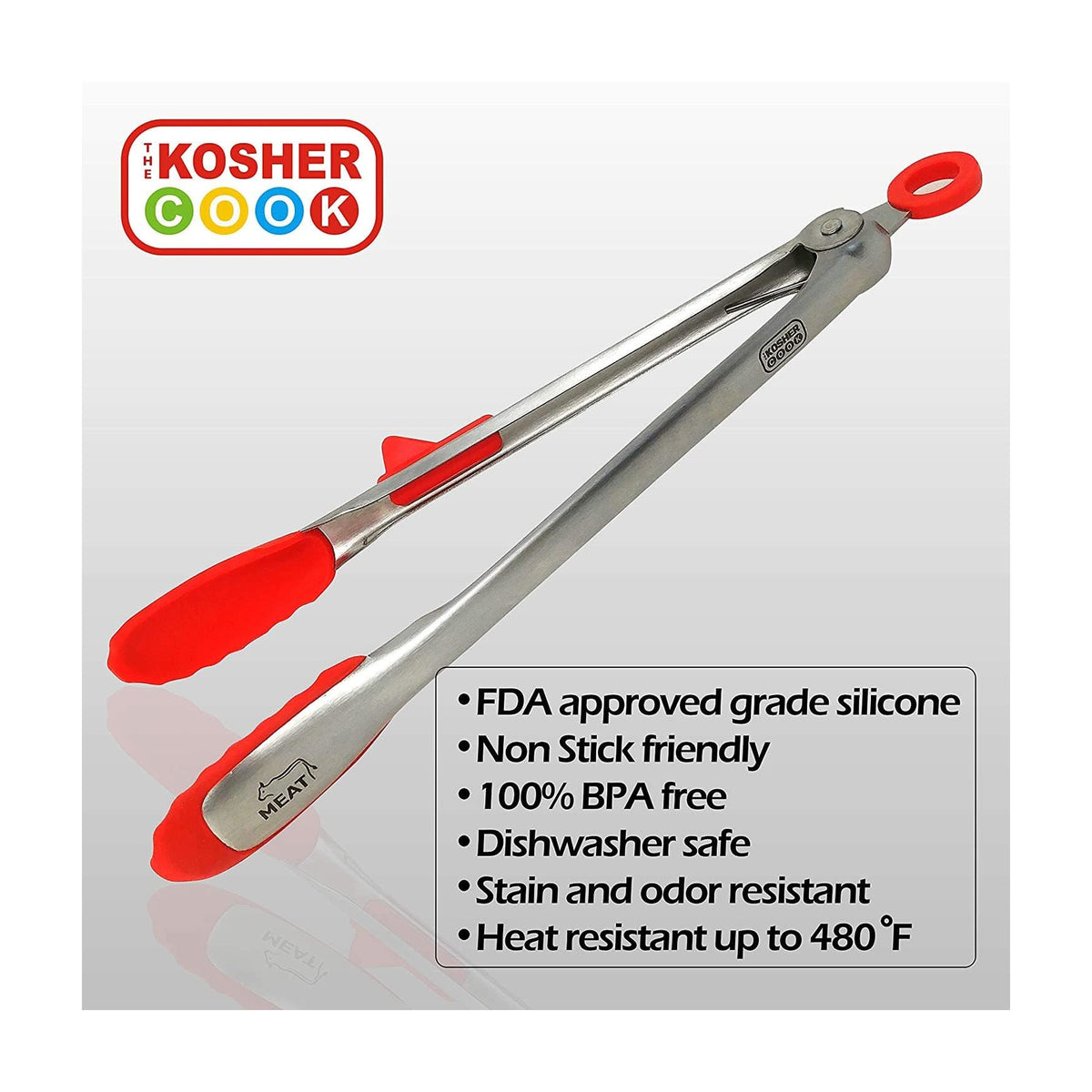 Colour-Coded Kitchen Tongs - Meat
