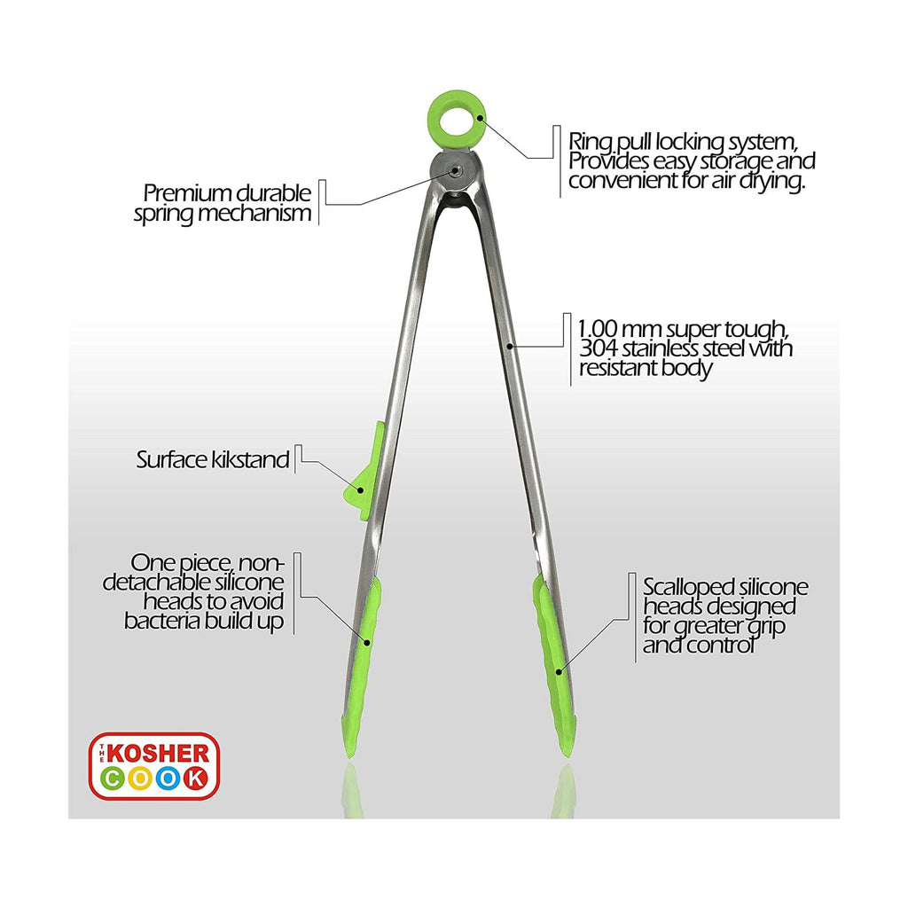 Colour-Coded Kitchen Tongs - Pareve