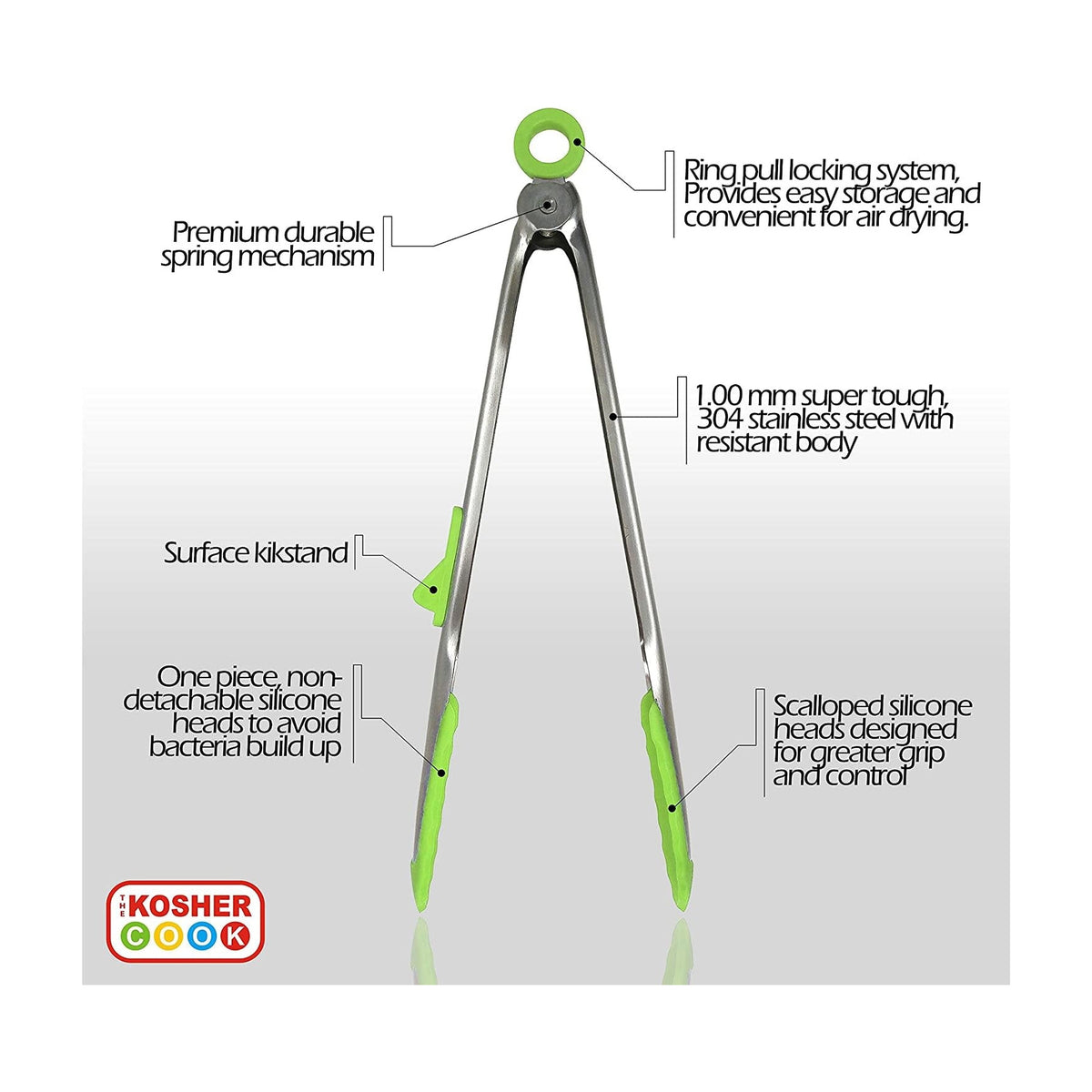 Colour-Coded Kitchen Tongs - Pareve