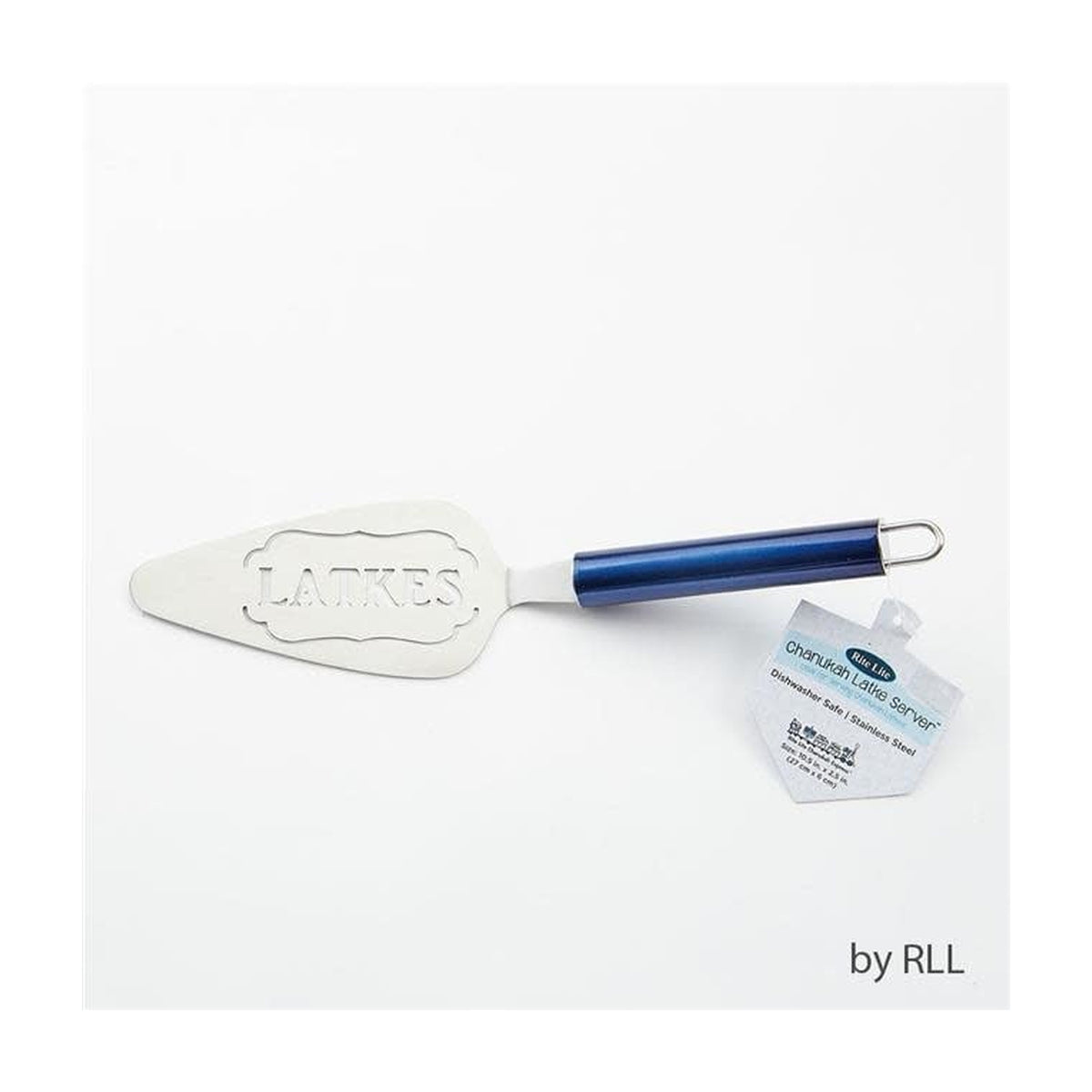 Stainless Steel Latke Server with Blue Handle