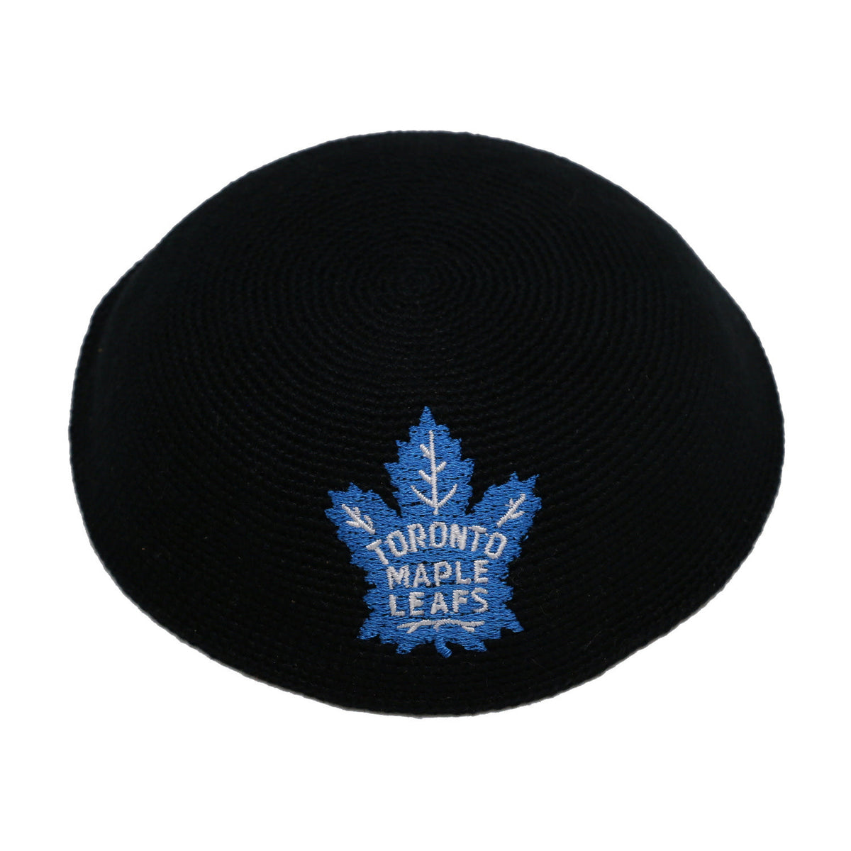 Hand-Crocheted DMC Kippah, Toronto Maple Leafs