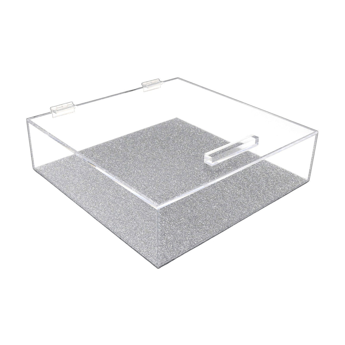 Acrylic Shmurah Matzah Box with Silver Glitter