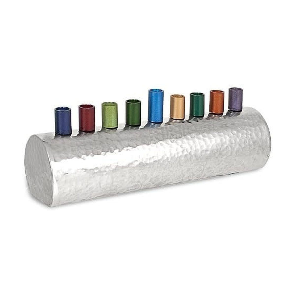 Highly Polished Hammered Stainless Steel Menorah