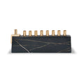 Aluminum Menorah with Marble Decal - Black/Gold