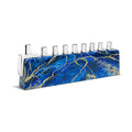 Aluminum Menorah with Marble Decal - Blue/Gold