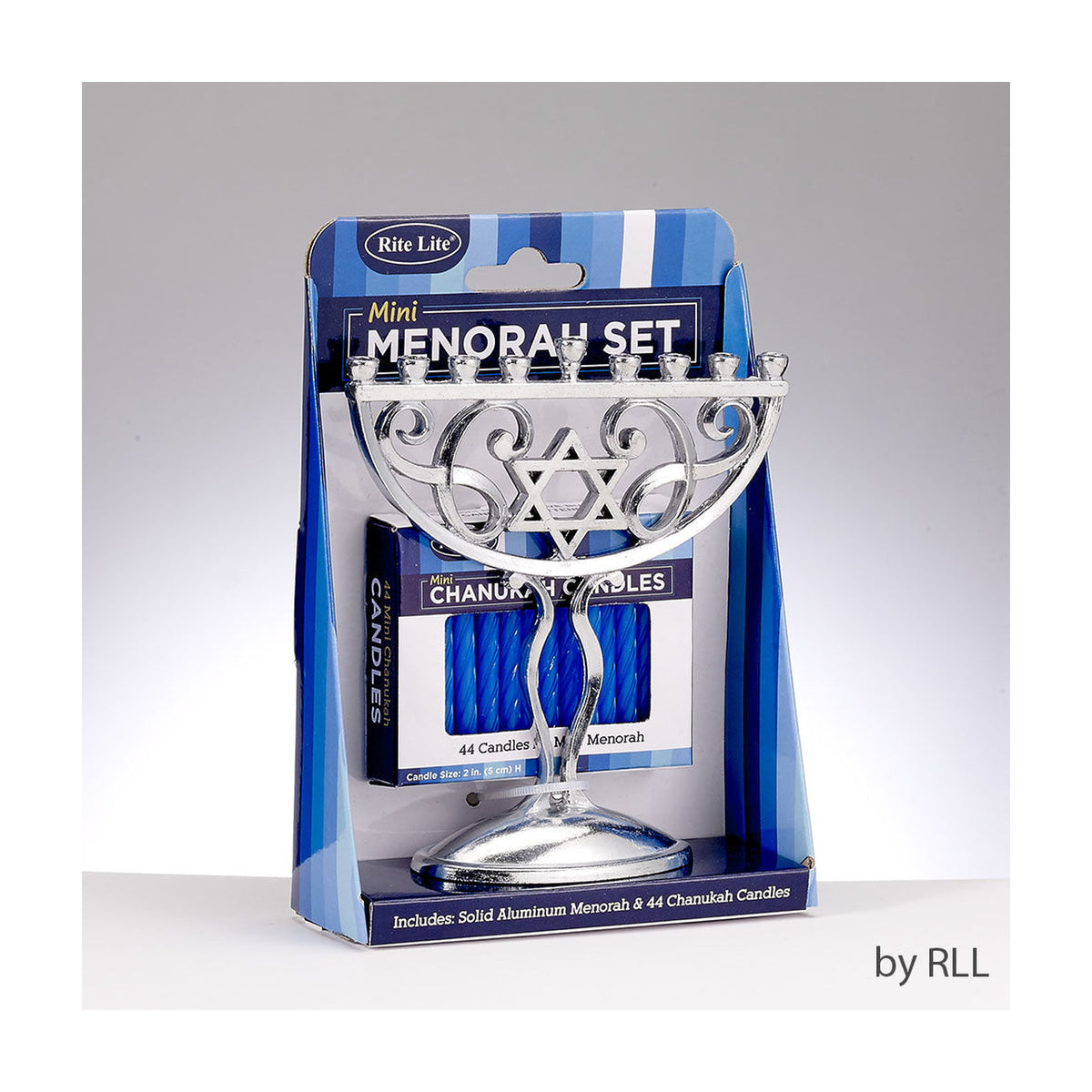 Mini Aluminum Chanukah Menorah, with Candles