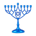 Metallic Blue Classic Hanukkah Menorah - Geometric