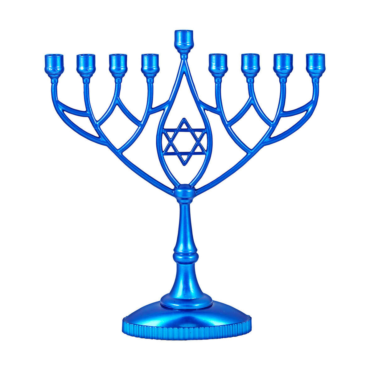 Metallic Blue Classic Hanukkah Menorah - Geometric